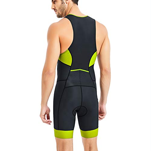 Catena Triathlon Suit Men Racing Tri Cycling Skin Suit Bike Swim Run (Green-Men, M) - Thumbnail 6