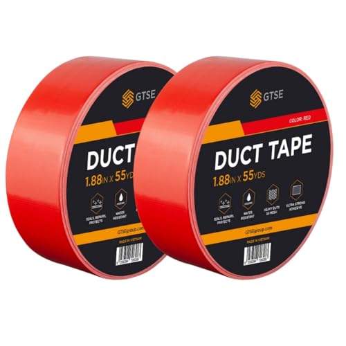 GTSE Red Duct Tape, 2 in x 55 yd (164 ft), Heavy Duty Waterproof, 2 Rolls