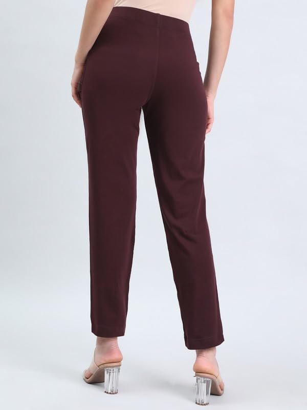 Image of GO COLORS Soft Cotton Stretch Kurti Pants Full Length for Women| Breathable, Mid Rise