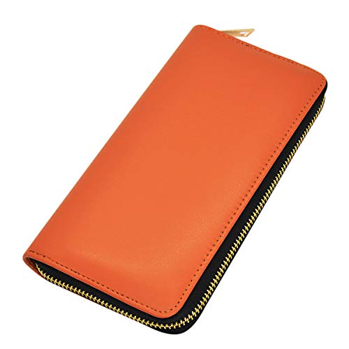 Premium Smooth Vegan Leather Continental Zip Around Wallet, Brown #TOP18