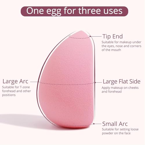 BEAKEY Flat Duo Patented Makeup Sponge Set of 2, Latex Free Pink Beauty Sponge for Foundation and Powder Application, Soft Blending Sponges, Large Flat Design, BeautyTools for Makeup Lovers