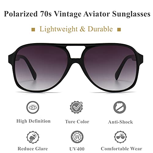 Image of LASPOR Polarized Aviator Sunglasses for Women Men 70s Vintage Retro Glasses Large Frame Plastic Shades UV400