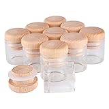 ocpcrn Glass Test Tubes with Cork Stoppers,Pack of 24 10ml Test Tubes with Wooden Caps 30mm x Transparent