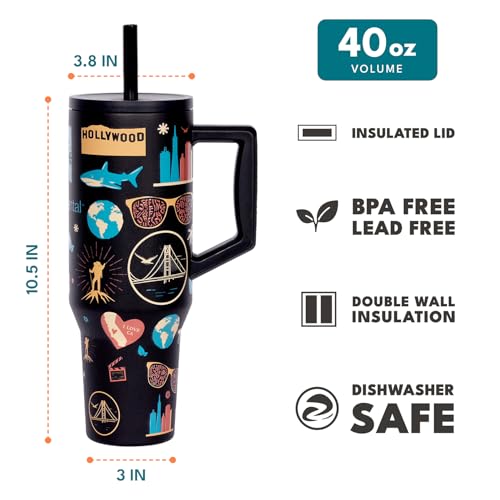 Image of Elemental Spill Proof 40oz Insulated Tumbler with Handle & Straw Travel Mug