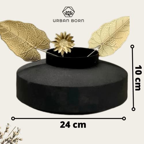 Image of Urban Born Decorative Metal Flower Vase for Home Decor | Stylish Table Vase for Living Room, Bedroom & Office Decoration (12 X 12 X 18 CM) (Gold)