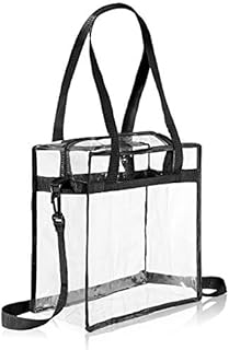 Amazon Brand - Eono Clear Tote Bag Transparent Bag Large Toiletry Bag Clear Crossbody Bag with Adjustable Shoulder Strap and Zipper Closure, Perfect for Stadium, Work, Sports Games, Leisure Occasion