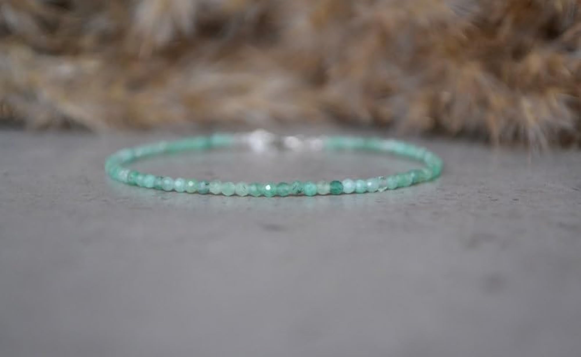 Colombian Emerald Round Beaded Bracelet, Green Stones