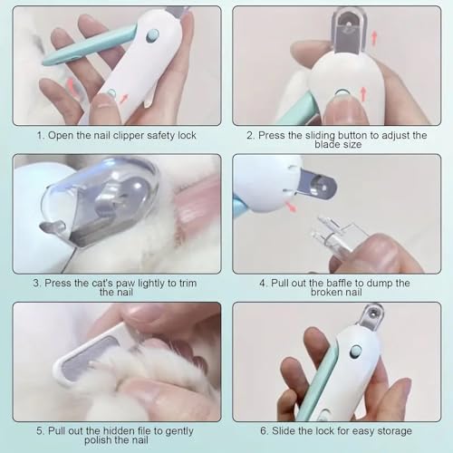 Image of Adjustable Cat Nail Clipper to Avoid Excessive Cutting, Cat Nail Trimmer with Nail File, Pet Nail Clippers for Kitten Bunny Guinea Pig Rabbit Ferret (Blue)