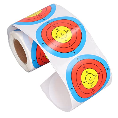Target Stickers Roll, 3 Inches Self Adhesive 200 Sheets Multiple Colors Target Stickers Roll for Archery Training