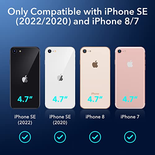 ESR Clear Case Compatible with iPhone SE 3 (2022), iPhone SE 2 (2020), and iPhone 8/7, Scratch-Resistant Tempered Glass, Soft Shockproof Frame, Yellowing-Resistant Glass Case for iPhone SE 3/2, Clear