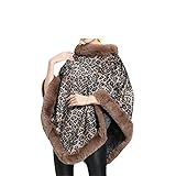 Sexy Leopard Poncho Women Winter Warm Fur Capes For Cloak Pullover Capes Ponchos, Brown, One Size
