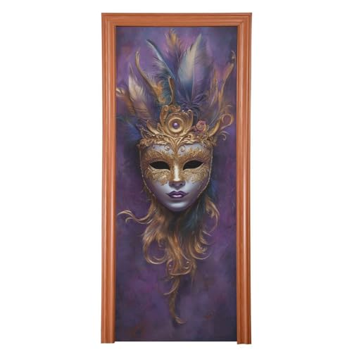 FLildon Carnival Mask Mardi Gras Theme Door Cover Decoration, Party Accessory Porch Decor for Festive Ornament Room Door Covers 36 x 98 Inch