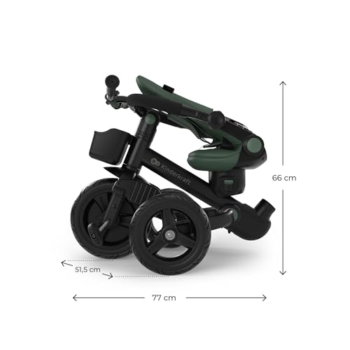 Kinderkraft Aveo 2 PRO Dreirad 6 in 1, Click&Twist Sitz drehbar, Liegefunktion beidseitig, Klappbar, Kompakt, UPF50+ Verdeck, Freilauf, Ab 9 Monaten bis 5 Jahre, Grün