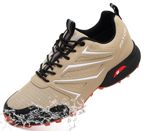Mens Trail Running Shoes Waterproof Non-Slip Hiking Walking Sneakers for Outdoor Trailing Trekking Camping Quest Black