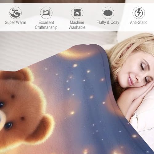 Couverture flannel polaire ours douce 100x130cm pour canapé - 6