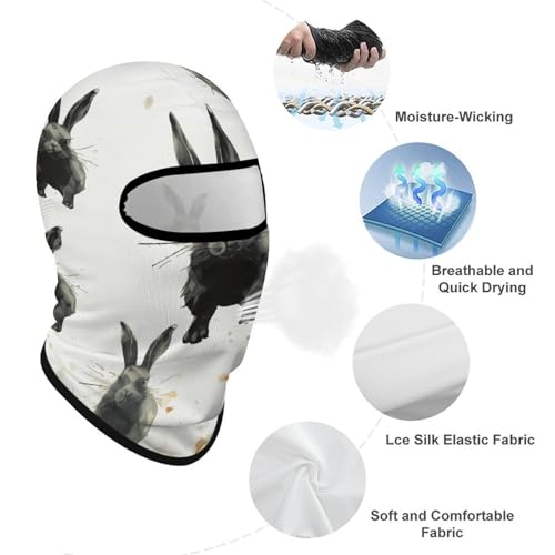 Balaclava para hombre y mujer, máscara para esquiar, cubreboca completo con diseños de conejos en distintas posiciones, ideal para ciclismo y motociclismo miniatura 3