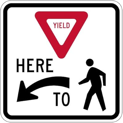 STOPSignsAndMore - R1-5 Yield Here To Pedestrians Left Arrow Sign - 18x18 - Reflective | Rust Free Aluminum