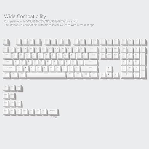 Image of Womier White Keycaps for Mechanical Keyboard, Shine Through Key caps | PBT Custom Keycap Doubleshot, Universal Compatiability for 60 75 100 Percent Cherry Gateron MX Switches Keyboard, White