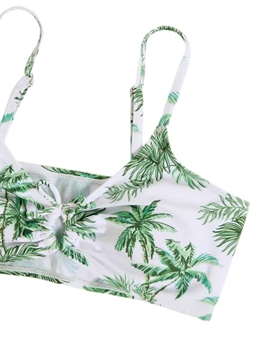 OYOANGLE Girl's 2 Piece Tropical Print Bikini Set Sport Swimsuit Ruched Tie Front Bathing Suit Swimwear3