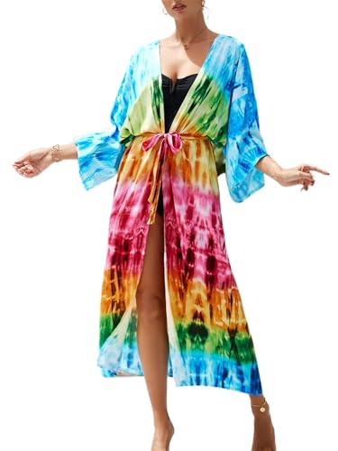 ZSWDXX Women Tie Dye Loose Lightweight Summer Boho Open...