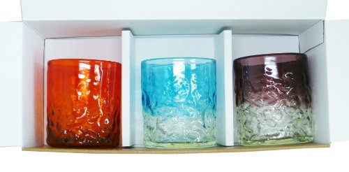 Set de 3 vasos Bumpy Glass (Naranja, Agua, Morado)