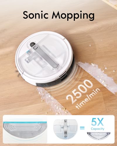 Yeedi Cube Robot Vacuum and Mop, Self Mop Drying and Washing, Self Emptying, 8mm Auto Mop Lifting, 2cm Obstacle Climbing, Sonic Mopping, 1L Water Tank, for Hard Floors, Carpet