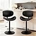 DUMOS Swivel Bar Stools Set of 2, Adjustable Counter Height Bentwood BarStools, PU Leather Upholstery Bar Chair with Ergonomic Back and Footrest, Counter Stools for Bar, Home Kitchen Island, Black