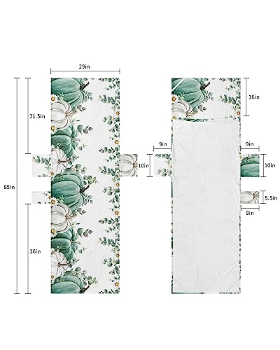 Pumpkins Daisy, Beach Lounge Chair Towel Cover, Soft Chaise Lounge Towel with Side Pockets Patio Pool Chairs Cover for Beach/Pool Sunbathing 29x85 Green White Eucalyptus Leaves Flower Watercolor