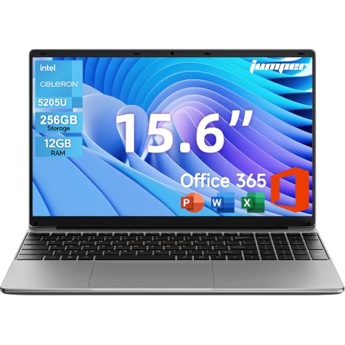 jumper 15.6" FHD Laptop, 12GB RAM 256GB Storage Expandable to 512GB,1 Year Office 365, Numeric Keyboard, HDMI, WiFi5, BT4.2,38Wh Battery, Windows 11 Laptop for Business and Student
