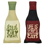 Wine Bottle Catnip Toy for Cats - Plush PURRsecco and PinoMEOW - Funny Toy for Wine-Drinking Cat Parents