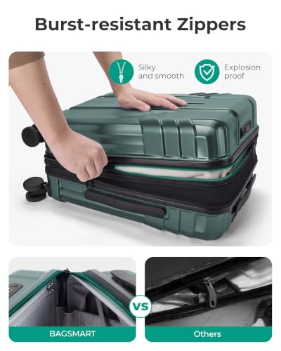 Image of BAGSMART Expandable Carry On Luggage 22x14x9 Airline Approved, Haze Green | Spinner Wheels, TSA Lock, Lightweight Hard Shell, Suitcase,22x14x9 Airline Approved,