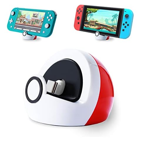 Antank Tiny Charging Dock Compatible with Nintendo Switch and Switch Lite, no Projection Charging Stand, Mini Portable Docking Station Easy for Travel Red & White Cover