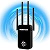 NEWFAST AC1200 Répéteur WiFi Puissant NF-RE523,Amplificateur WiFi avec 4 Antennes, Double Bande Repetiteur WiFi Puissant Couverture jusqu'à 100 m²,Compatible avec Toutes Les Box Internet