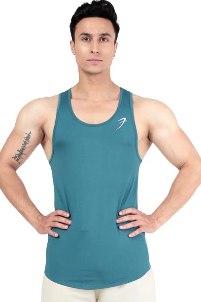Image of FUAARK Surge Slim Fit Solid Gym Tank Tops for Men