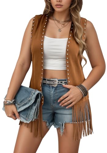 Chaleco con flecos para mujer Maeau ideal para un look country retro de los 70