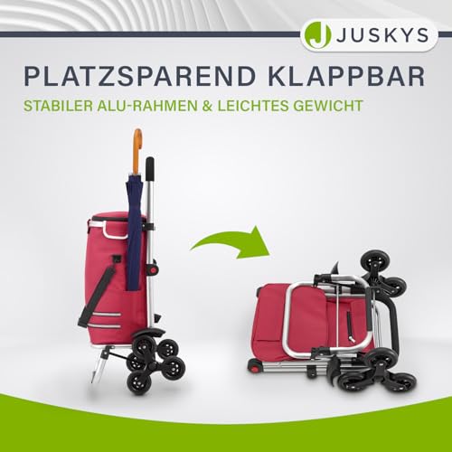 Juskys 3in1 Einkaufstrolley für Treppen - 56 L, modern & klappbar - Treppensteiger Trolley zum Shopping - Sackkarre & Tasche - Trolli Rot – Bild 8