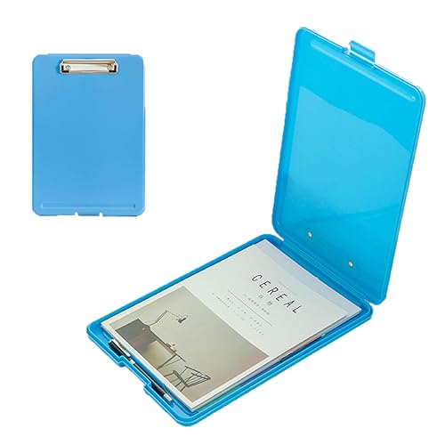 KJOET クリップボード A 4 ファイルボックス 2つ折り おしゃれ フォルダ ファイルボード バインダー クリップファイル 防水 書類ホルダー 事務用品 書きやすさ 持ち運び 資料ケース 業務用 工地現場用 (ライトブルー, 幅24*高35*厚さ3.