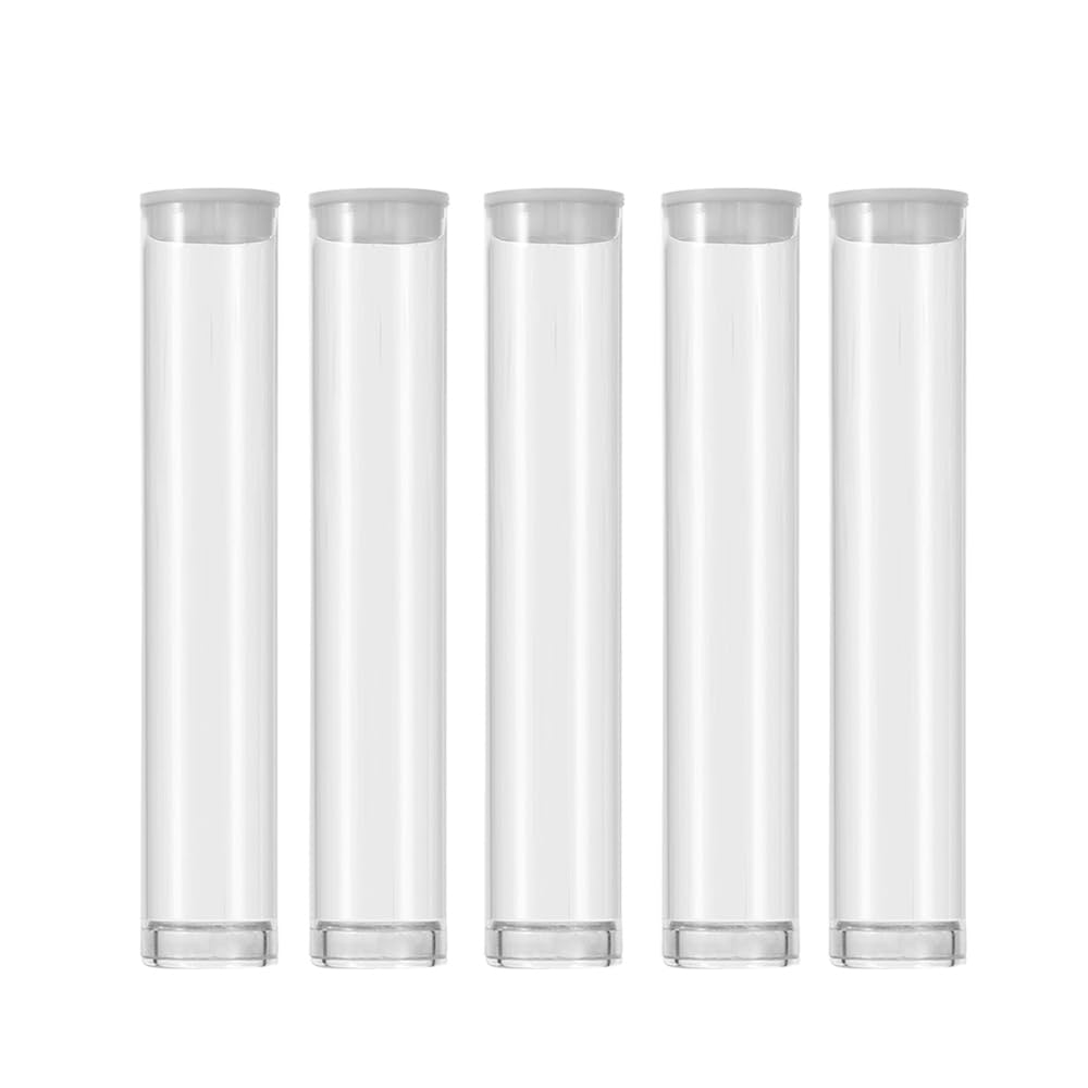 SKMZ Plastic Clear PVC Tube Transparent Storage 0.5ML 1ML Empty Cartridges Tube Packaging with Caps 13x82mm - Bead Craft Supply Storage (100PACK) (A)