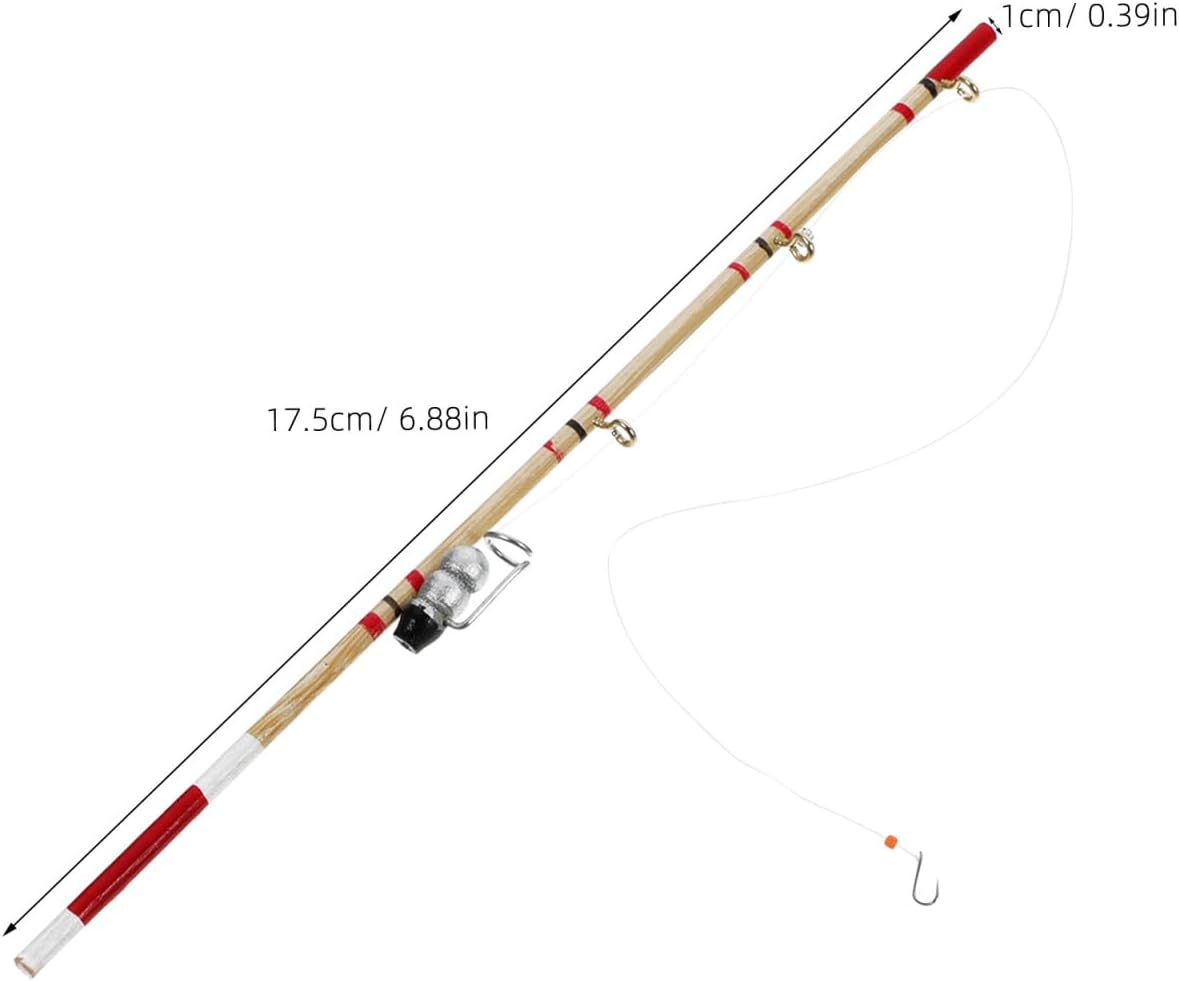 Zerodeko 2pcs Mini Fishing Rod Model Tiny Fishing Rod Decor for Dollhouse Accessories Mini House Scene Adornments Photo Prop Miniature Pole Craft Ornament 6.88in image 5