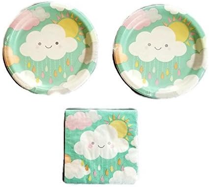 Sunshine Baby Shower With Clouds 9" Plates (16) Napkins (16)