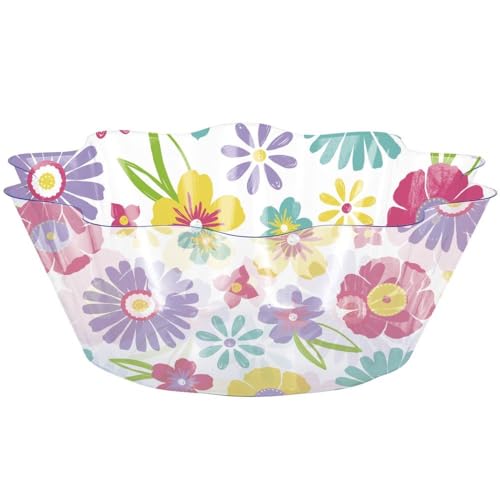 Hoffmaster Spring Flowers 8-inch Clear Fluted Plastic Bowl