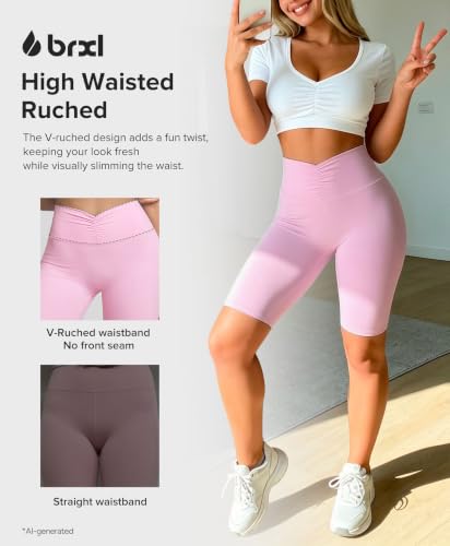 BRXL Workout Shorts Women 8" No Front Seam Gym Biker Shorts Tummy Control — view 3