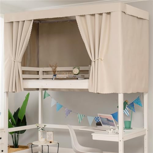 Treer Students Dormitory Bunk Bed Curtain, Blackout Bed Curtains Dustproof Mosquito Bed Canopy Moveable Curtain Shading Nets for Single Bed Bottom and Top (Beige,1.2x2M) Treer Students Dormitory Bunk Bed Curtain, Blackout Bed Curtains Dustproof Mosquito Bed Canopy Moveable Curtain Shading Nets for Single Bed Bottom and Top (Beige,1.2x2M)