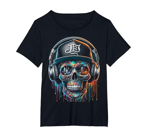 Dripping Paint Skull | Men Women XS - 6XL | Graphic T-Shirt, Women's Plus, Black, 3X