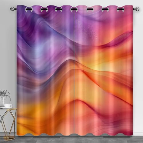 Fluid Thermal Insulated Drapes, Abstract Noise Reducing Privacy Drapes, Fluid Art Grommet Window Curtain for Bedroom Living Room Home Decor, 26 x 63 Inch, 2 Panels