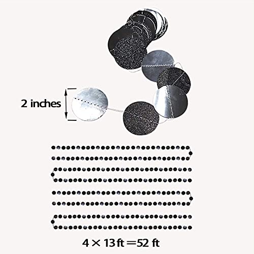 Glitter Charcoal Grey Black Circle Garland Kit Halloween Party Decoration Hanging Polka Dots Streamer Backdrop Banner For Birthday Decor Wedding Retirement Bachelorette Bridal Shower Decor #TOP5