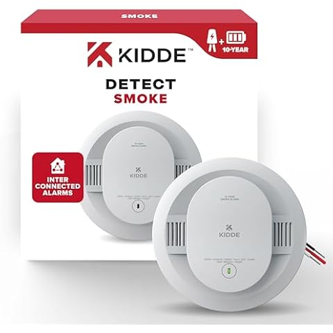 Kidde Hardwired Smoke Detector, 10-Year Battery Backup, Interconnectable, LED Warning Light Indicators Cover