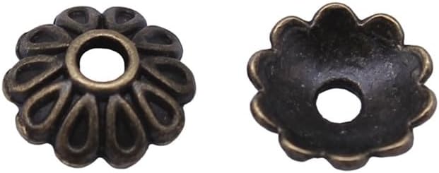 Cones Bead End Caps for Bracelet Necklace Beading, 9x9mm, Antique Gold Color, 50 Pieces
