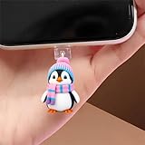 Cozy Winter Penguin Dust Plug Acrylic Charms for electronic products,Type-C Charging Port Dust Plugs Pendant Compatible with E-Reader Phone Tablet, Gift for Christmas, Birthday, Anniversary Day