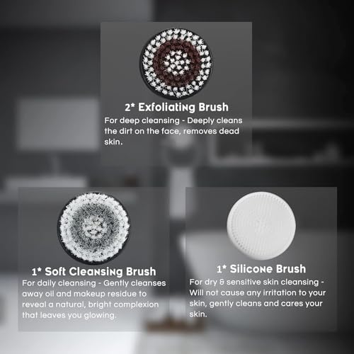 4 Replacement Brush Heads for Model Ga-7266 Facial Cleansing Brush Deep Pore Cleansing Gentle Exfoliating & Remove Blackhead Acne Exfoliating Soft Head Set - Image 3